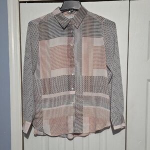 Rose & Olive Pink and Black Patterned Button Down Shirt
